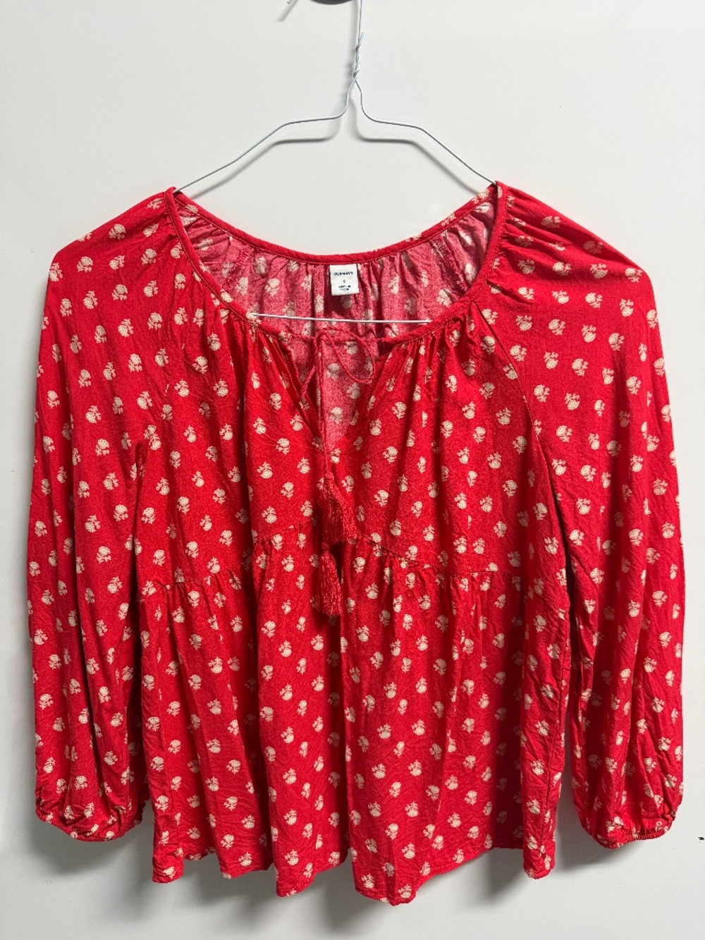 Boho Tomato Red Flowy Blouse